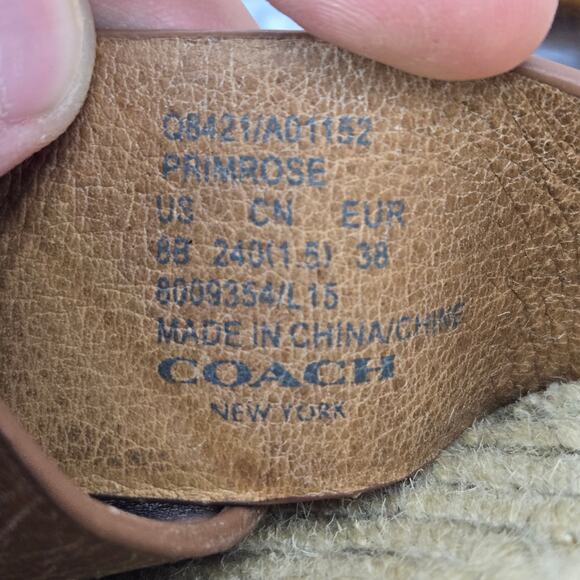 Coach Primrose Brown Leather Double Ankle Strap Platform Espadrille Wedge Sandal - Picture 16 of 16